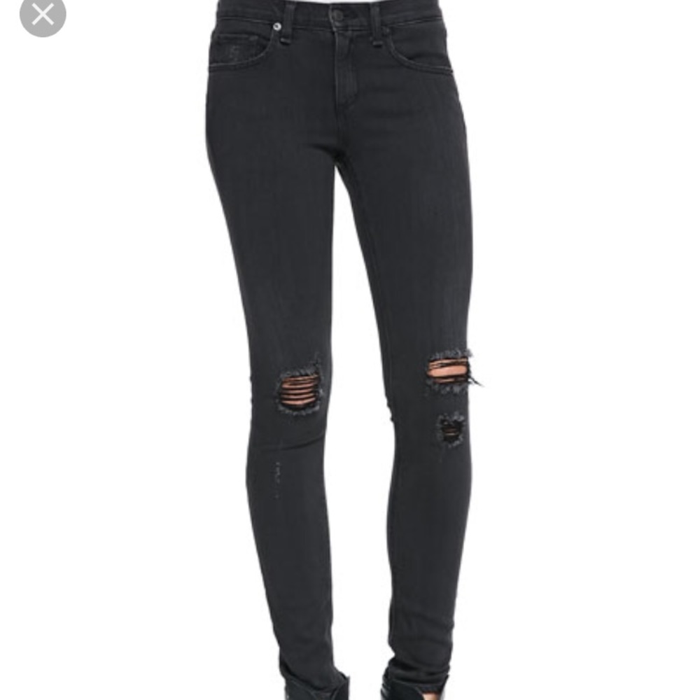 Rag and bone black rock distressed skinny